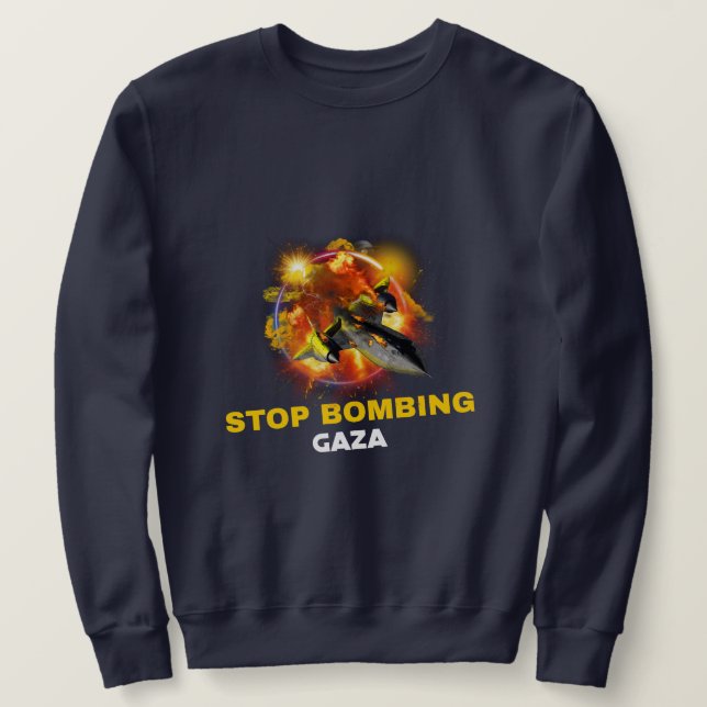 Sluta bomba Gaza-folkmordet Lång Ärmad Tröja (Design framsida)