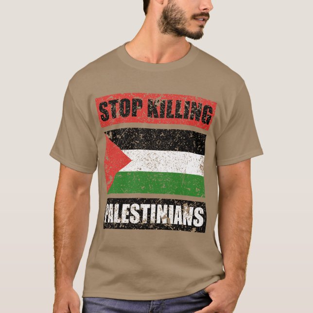 Sluta döda palestinier t shirt (Framsida)
