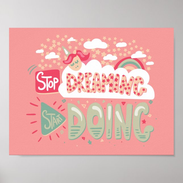 Sluta drömma, börja göra Light Salmon Poster (Framsidan)