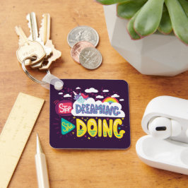 Sluta drömma, börja göra Mörk Lila Metall Nyckelring