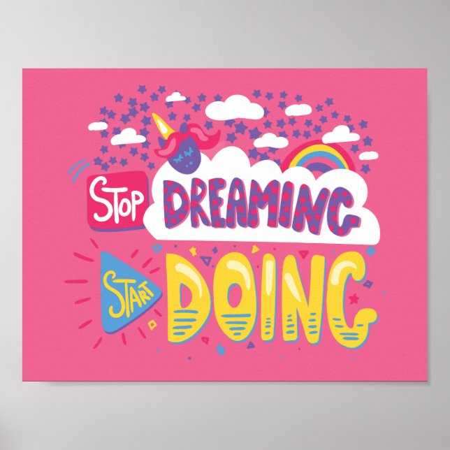 Sluta drömma, börja göra Mörk Violet Poster (Framsidan)