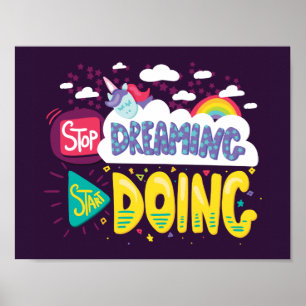 Sluta drömma, börja göra Mörkens Lila Poster