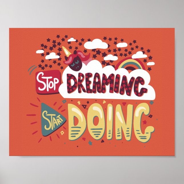 Sluta drömma, börja göra Orange röd Poster (Framsidan)