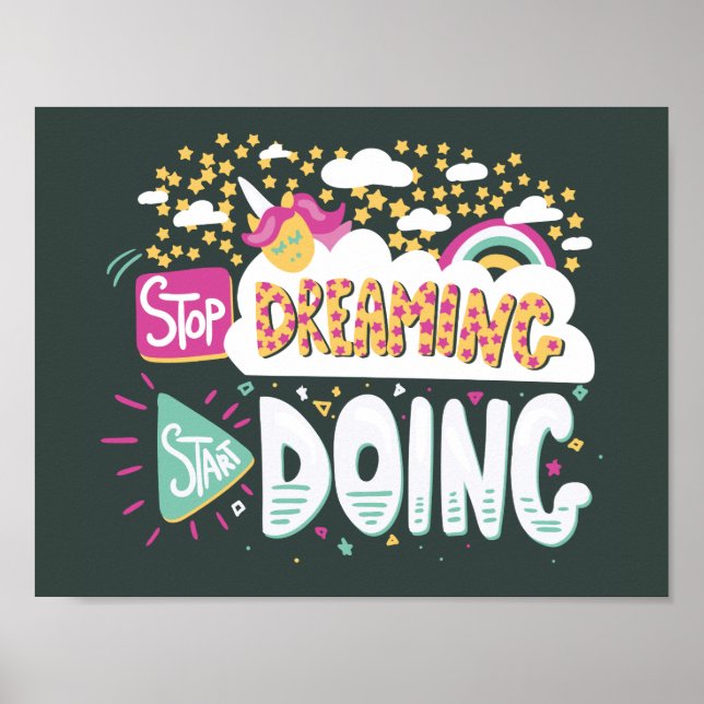 Sluta drömma, börja göra skog Grönt Poster (Framsidan)