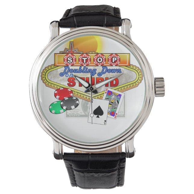 Sluta fördubbla på Stupid Watch(Vit rygg) Armbandsur (Framsida)