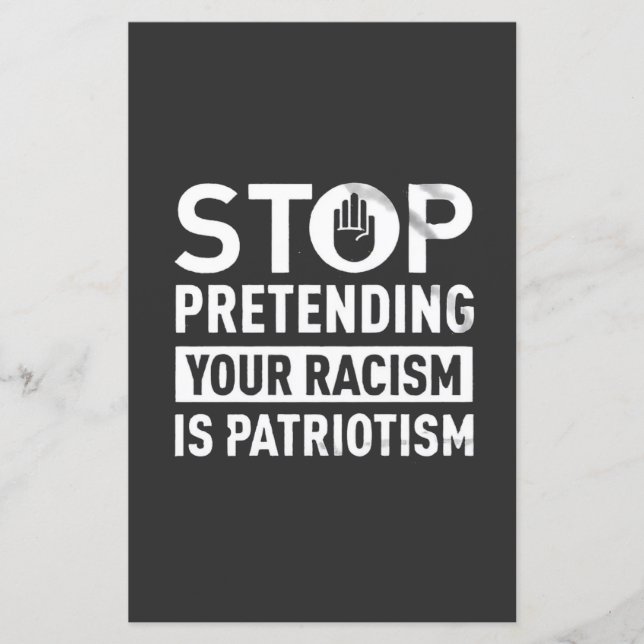 Sluta förekomma din rasism är patriotism (Framsida)