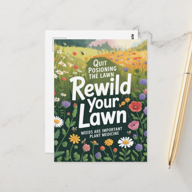 Sluta förgifta ditt Gräsmatta Plant Medicine Vykort (Fram/Back In Situ)
