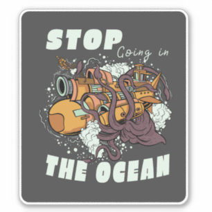 SLUTA GÅ I OCEANA SUBMARINE OCTOPUS KLISTERMÄRKEN
