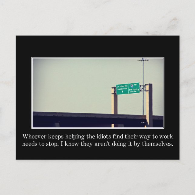 Sluta hjälpa dumma människor att hitta mig vykort (Framsida)