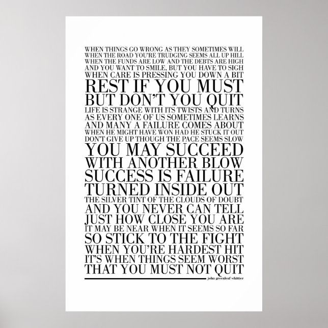 Sluta inte av John Greenleaf Whittier Poster (Framsidan)