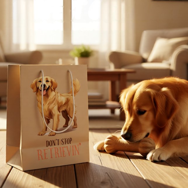 Sluta inte hämta - hund älskare-Golden Retriever (Don’t Stop Retrievin’ Golden Retriever Dog Lover Medium Gift Bag)