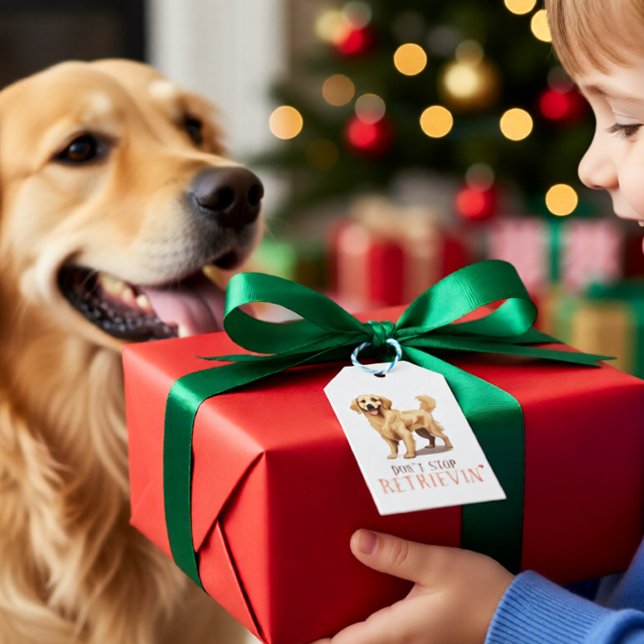 Sluta inte hämta - hund älskare-Golden Retriever Presentetikett (Don’t Stop Retrievin’ Golden Retriever Dog Lover Gift Tags)