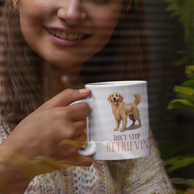 Sluta inte hämta - hund älskare-Golden Retriver Kaffemugg (Don't Stop Retriving - dog lover- Golde Retriver Coffee Mug)
