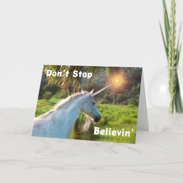 Sluta inte med Believin med Unicorn Kort (Framsida)