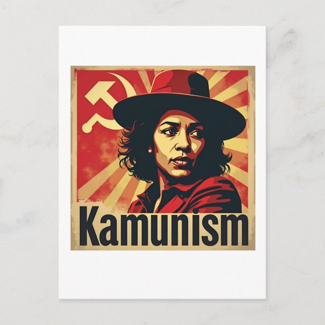 Sluta Kamunism Harris Walz 2024 Kamala Vykort (Framsida)