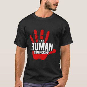 Sluta med människohandel Röda handavtryck Stoppa m T Shirt