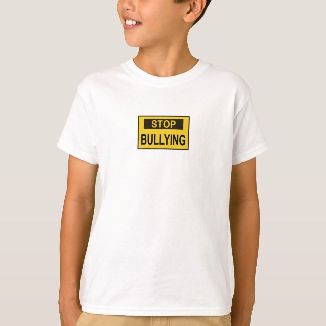 Sluta med mobbning skylt gul t shirt (Framsida)