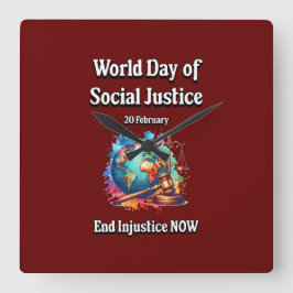 Sluta med orättvisan nu. fyrkantig klocka