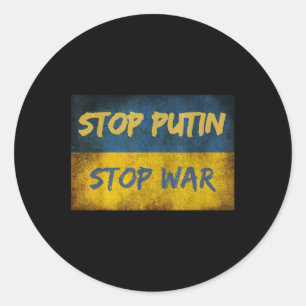 Sluta med Putin Stoppa Krig i Ukraina. Runt Klistermärke