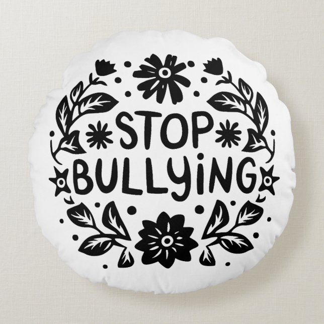 Sluta mobba mobbning rund kudde (Framsidan)