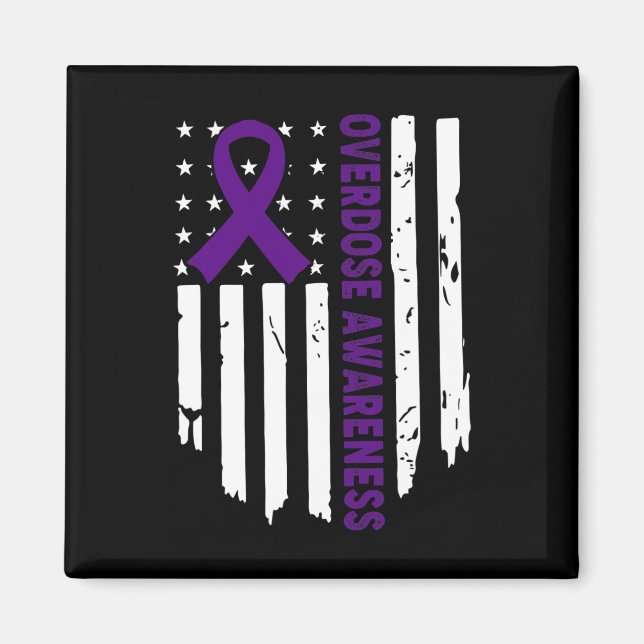 Sluta överdosering med Ribbon Opioid Överdosering  Magnet (Framsidan)