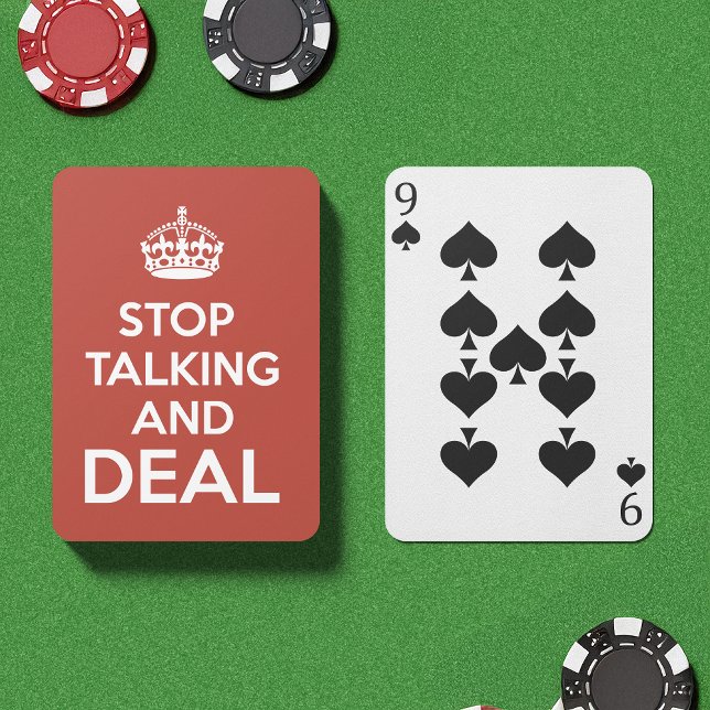 Sluta prata och handla casinokort (An ultra cool deck of playing cards. Featuring the phrase “Stop Talking and Deal”)