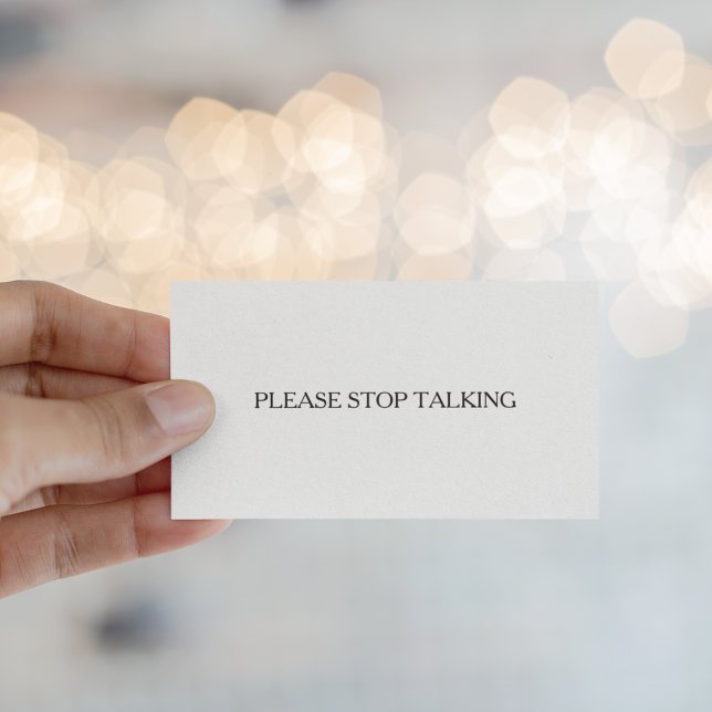 Sluta prata om introduktion till Extrovert Funny Visitkort (please stop talking introvert business card)