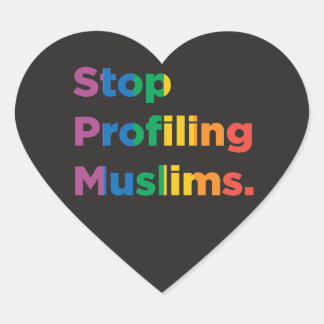 Sluta profilera muslimer Regnbåge Heart- hämmare Hjärtformat Klistermärke