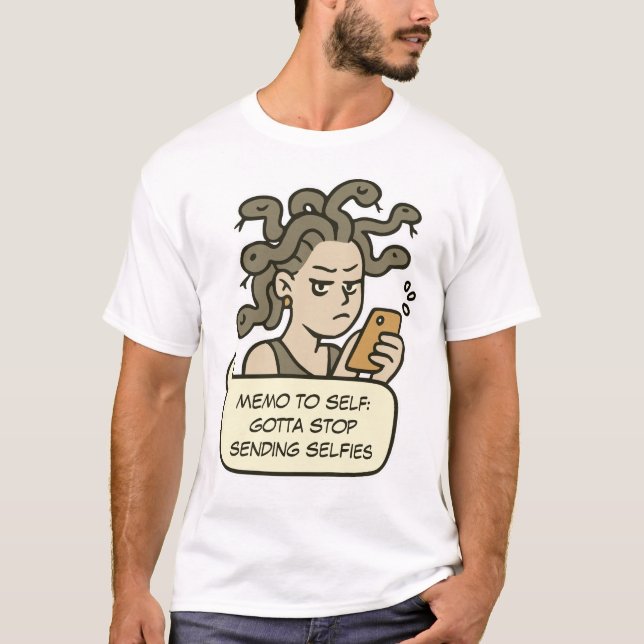 Sluta skicka själfiler, Lilla Medusa grekiska myto T Shirt (Framsida)