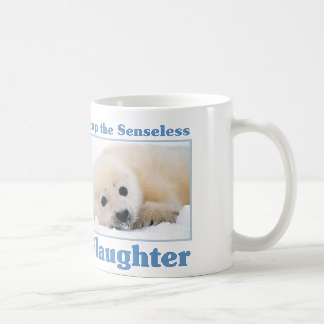 Sluta slakta sälar kaffemugg (Höger)