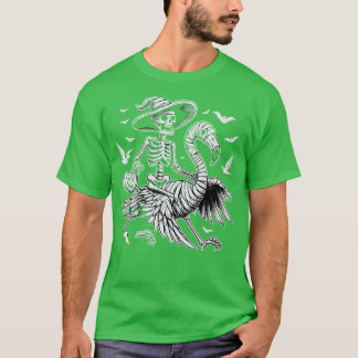 Sluta Spooky Flamingo Skeleton Halloween T Shirt