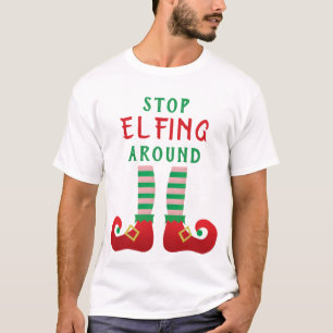 Sluta springa runt i den fina julfesten Grönt T Shirt