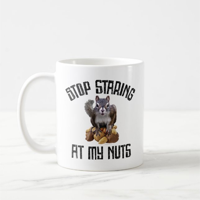 Sluta stirra på min Nöt - lustig ekorre älskare Kaffemugg (Vänster)