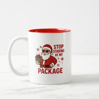 Sluta stirra på min present Santa Tvåtons-mugg Två-Tonad Mugg