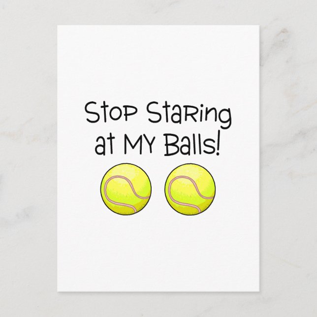 Sluta Stirra På Mina Bollar (Tennisbollar) Vykort (Framsida)