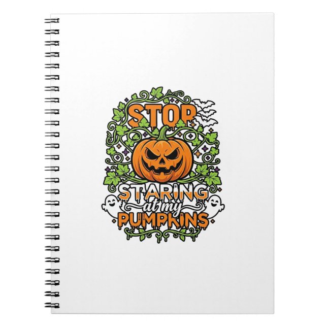 Sluta stirra Pumpa Halloween Spöken Fladdermöss_1 Anteckningsbok (Framsidan)