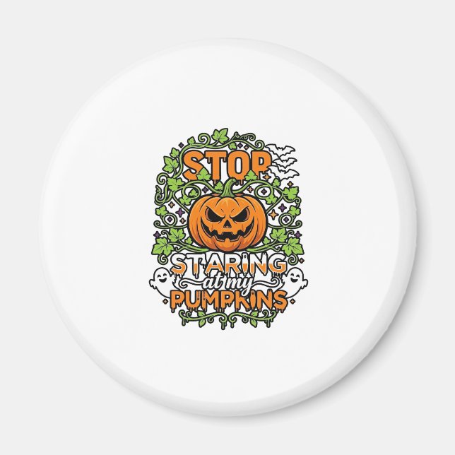 Sluta stirra Pumpa Halloween Spöken Fladdermöss_1 Magnet (Framsidan)