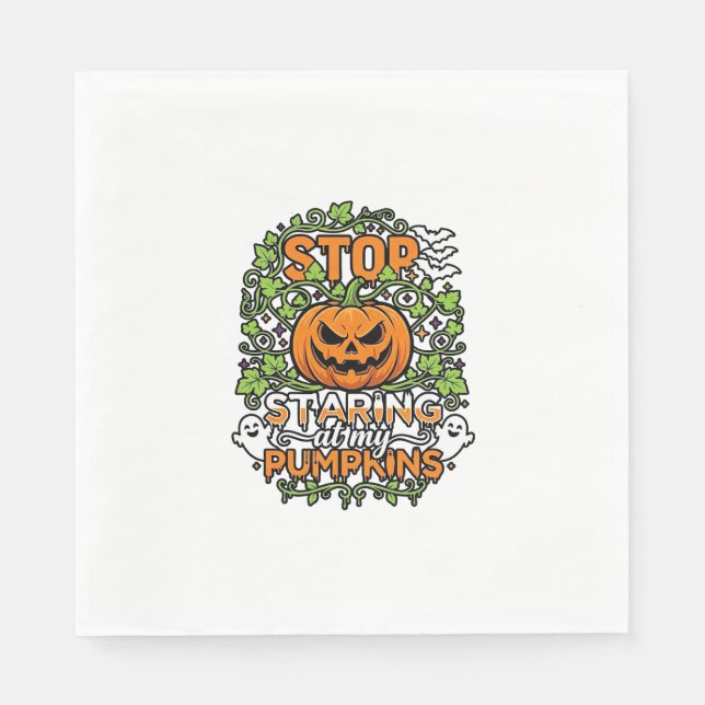 Sluta stirra Pumpa Halloween Spöken Fladdermöss_1 Pappersservett (Framsidan)