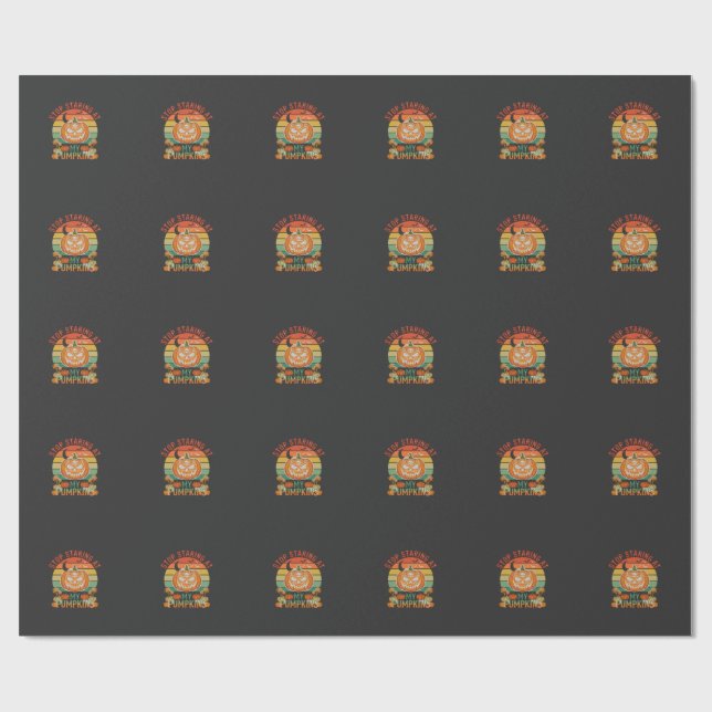 Sluta stirra pumpor Halloween Skalle Retro Solnedg Presentpapper (Platt)
