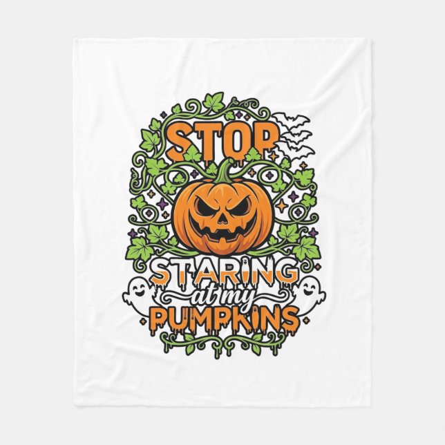 Sluta stirra pumpor Halloween spöken fladdermöss_1 Fleecefilt (Framsidan)