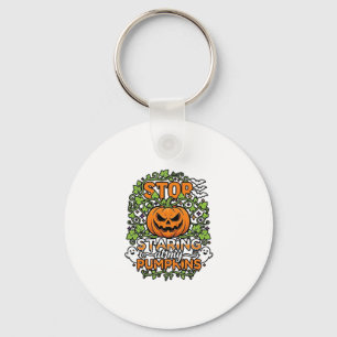 Sluta stirra pumpor Halloween spöken fladdermöss_1 Nyckelring