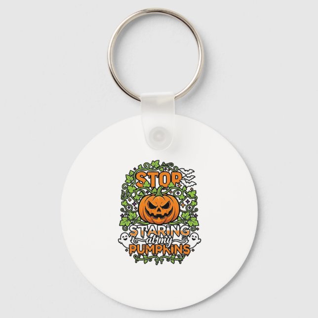 Sluta stirra pumpor Halloween spöken fladdermöss_1 Nyckelring (Framsida)