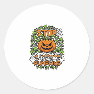 Sluta stirra pumpor Halloween spöken fladdermöss_1 Runt Klistermärke
