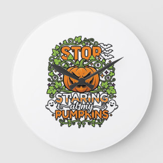 Sluta stirra pumpor Halloween spöken fladdermöss_1 Stor Klocka