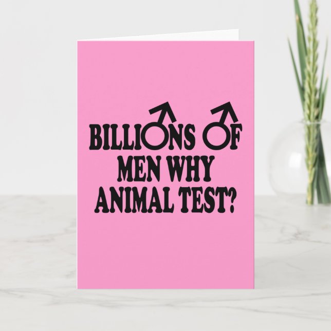 Sluta testa feminist-humor på djurförsök kort (Framsida)