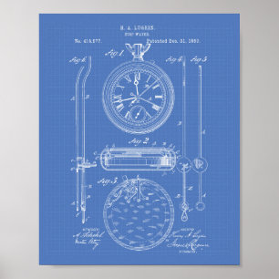Sluta titta på 1889 Patent Art Blueprint Poster