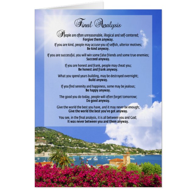 Slutanalys: "Gör det ändå" Hälsningskort (Framsidan)