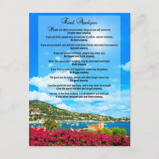 Slutanalys: "Gör det ändå" Vykort (Framsida)