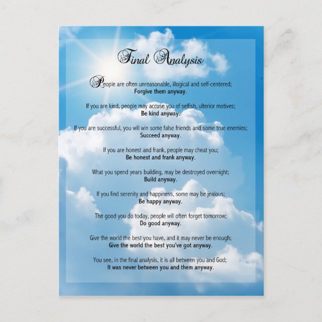 Slutanalys: "Gör det ändå" Vykort (Framsida)