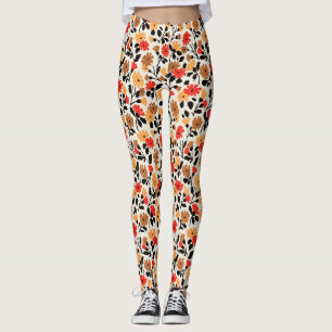 Slutblad av konst blomster mönster leggings